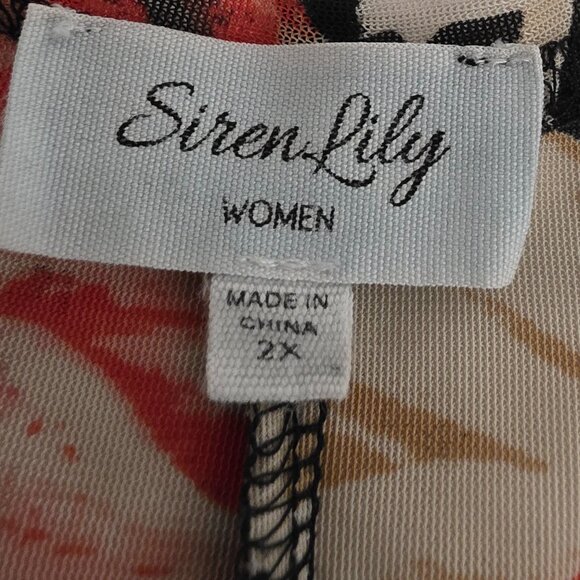 Siren Lily women's black floral kimono with fringe, size 2X. - Picture 4 of 7